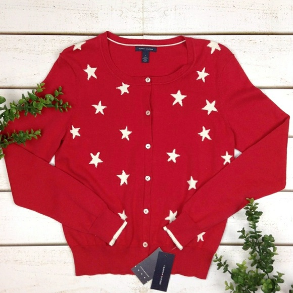 tommy hilfiger red cardigan